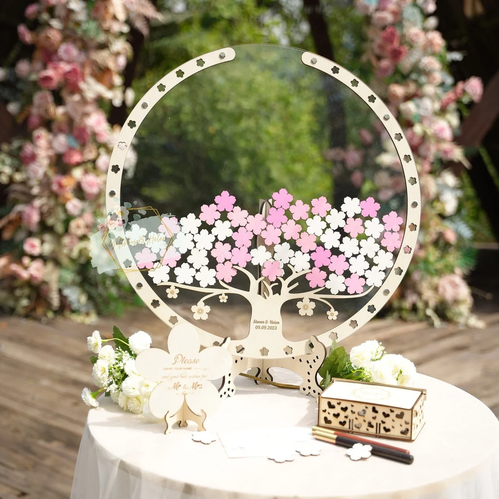 Wedding Guest Book Cherry blossom wedding guest book CHERRY BLOSSOM TREE Wedding Guest Book Alternative wedding Wood Wedding drop box cherry