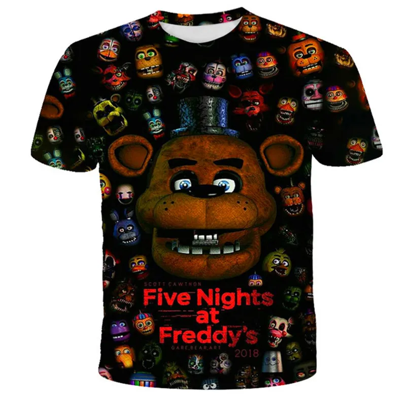 2022 Summer New 3D freddy Print T Shirts kids Tops Clothes Kids Cartoon Clothes Casual Comfortable five night freddy kids Tee harry potter t shirt
