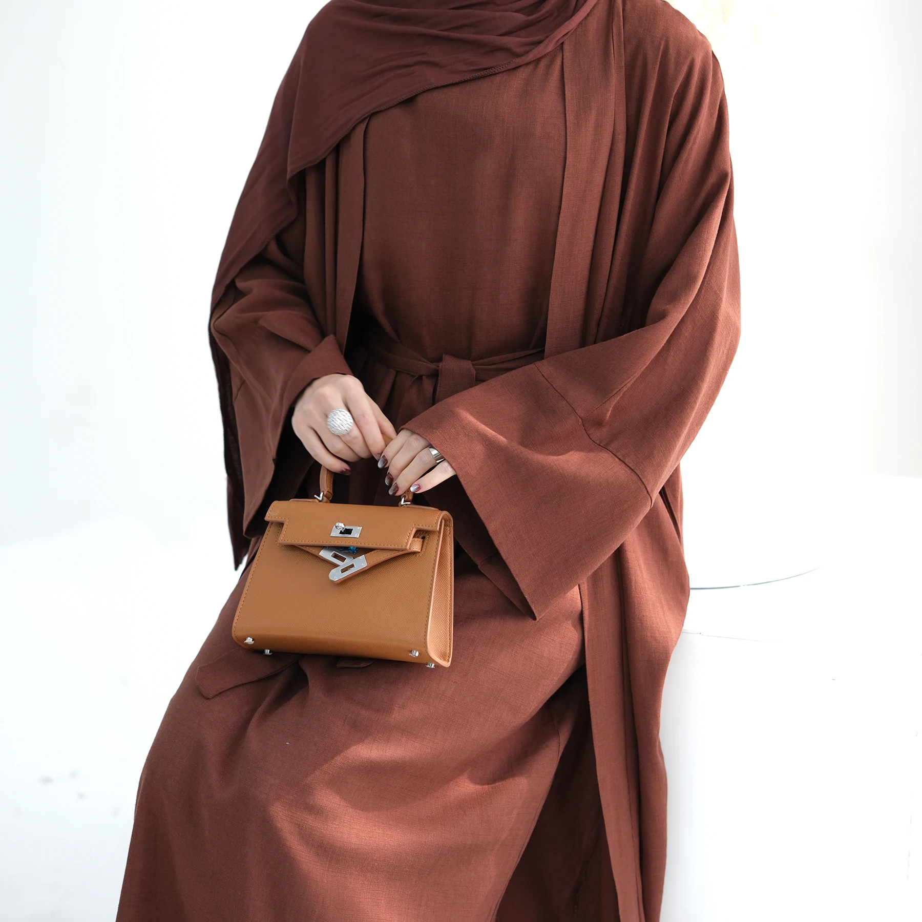 Dubai Open Abaya Muslim Women Cardigan Long Maxi Dress Turkey Islam Kaftan Eid Ramadan Cotton Linen Arab Robe Caftan Kimono Gown