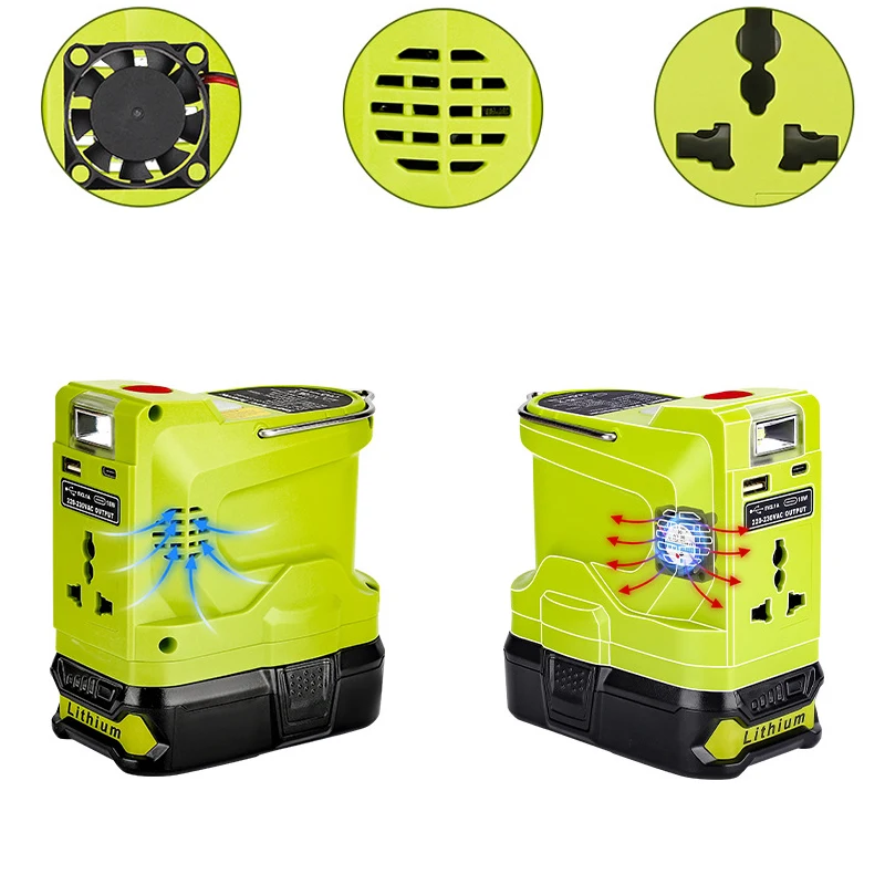 Inversores de Energia Portáteis com Saída Usb e tipo c Gerador de Inversor Alimentado para Ryobi Bateria 18v 200 w 120120v ac - Image 2