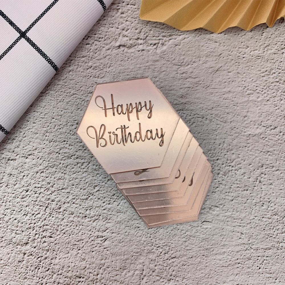 20 Décorations De Gâteau Mdgfge – Toppers Acrylique Miroir « Happy Mother’s Day » – Or Rose, Argent, Or, Rouge