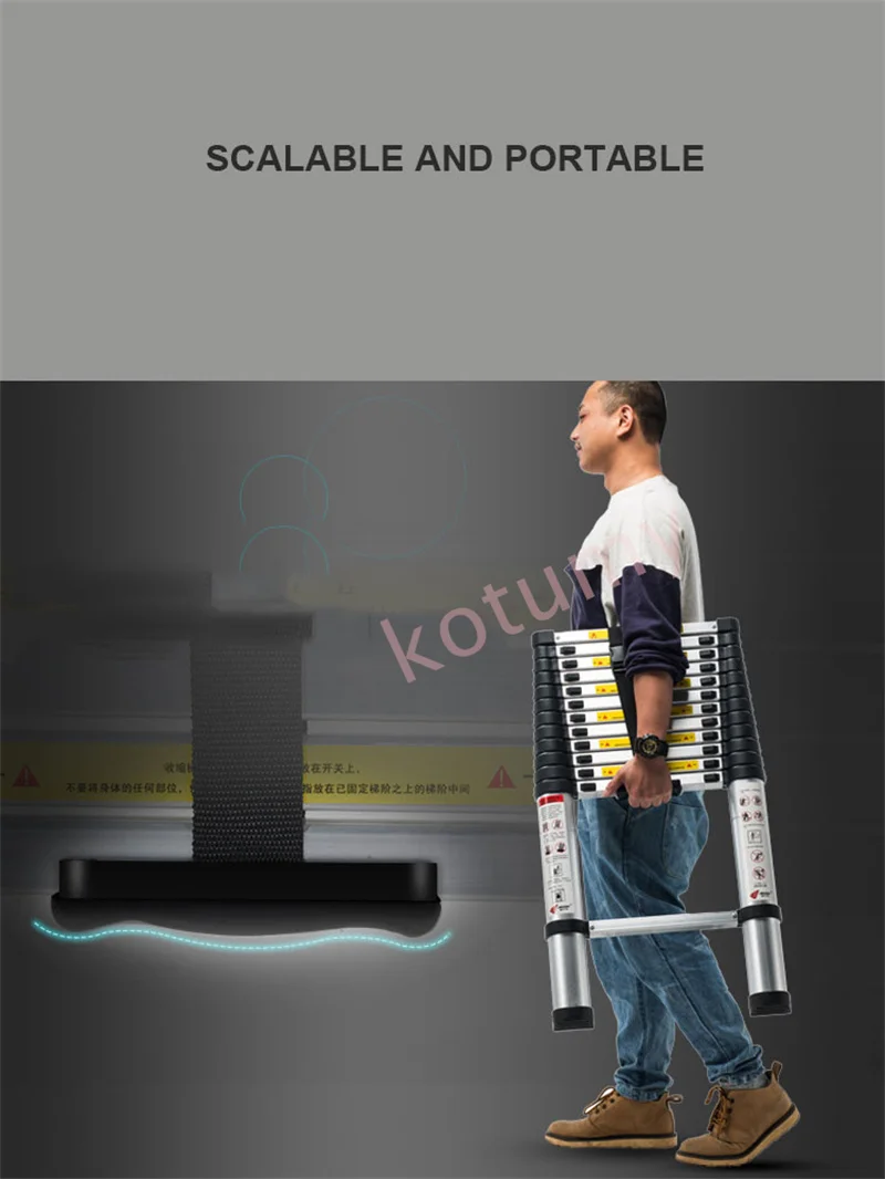 3.4/4.2M Household Telescopic Folding Ladder Portable Thickened