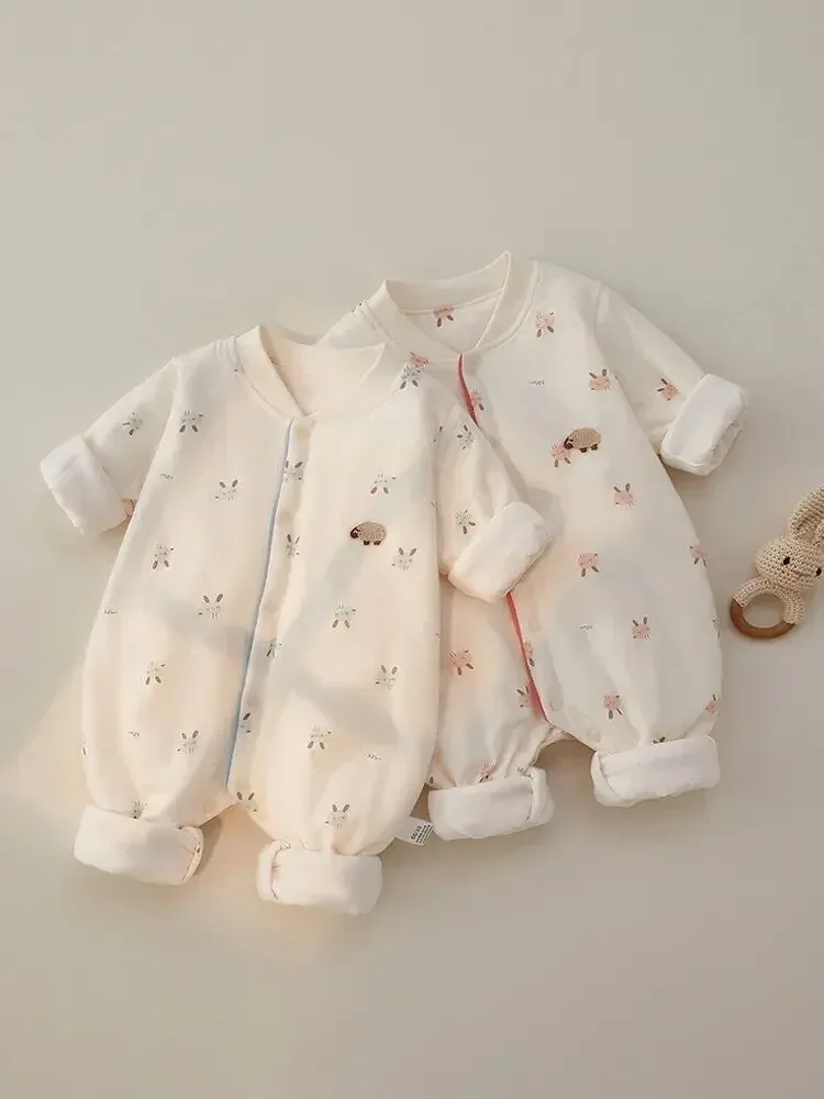 

2023 Baby One-piece Clothespin Cotton Autumn and Winter Long-sleeved Harem Thin Cotton Baby Clothes Autumn Crawling Clothes