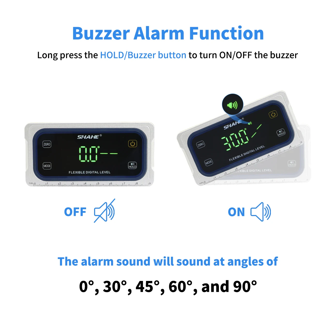 샤헤 경사계 각도 측정기 디지털 각도 게이지 부저 알람 기능 포함 자석식 디지털 각도계 베벨 레벨 게이지