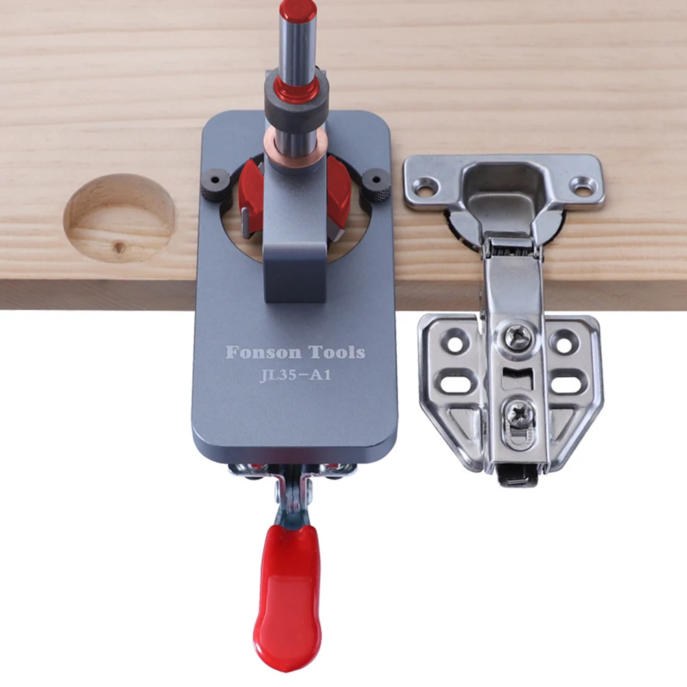 

Aluminum Alloy 35mm Hinge Boring Jig Kit for Door Cabinets Woodworking Hole Drilling Guide Locator with Fixture