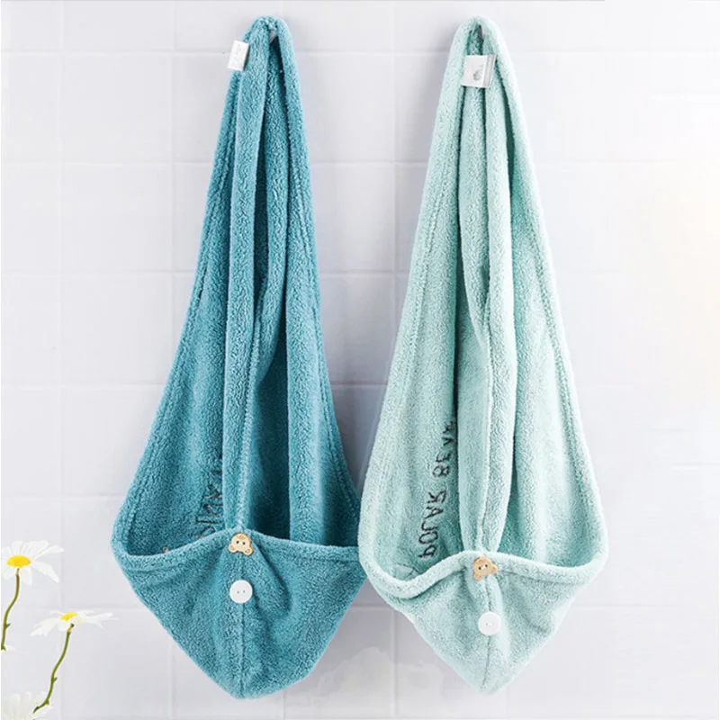 Coral Velvet Women's Dry Hair Cap Bath Cap Soft Water Absorbing QuickHair Dryer Towel Shower