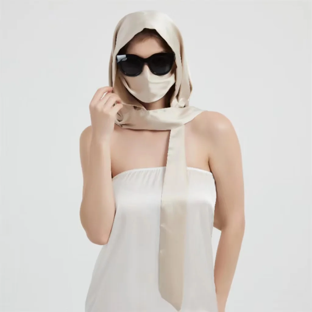 New Style High Quality Silk Hat Scarf Cap Double Layer Hat Sun Hat For Women Girl 4