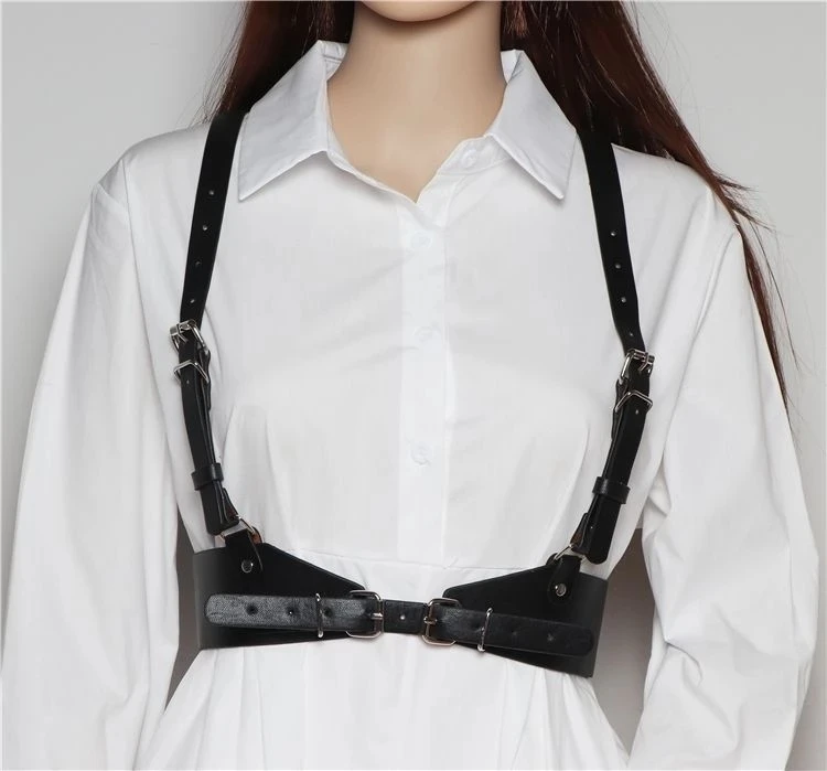 Women's Accessories Corset Waist Belt Harness Fashion Luxury Female Belt Goth Gothic Clothing Black Leather Harness Chain Belt