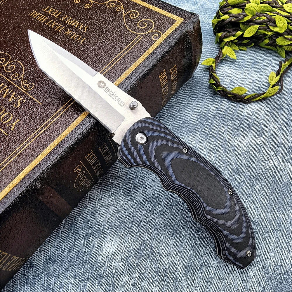 

Карманный складной нож Boker 7Cr13Mov, лезвие черного и синего цвета, рукоятка из венге и микаты, уличный инструмент для кемпинга, рыбалки, охоты, самообороны, подарок
