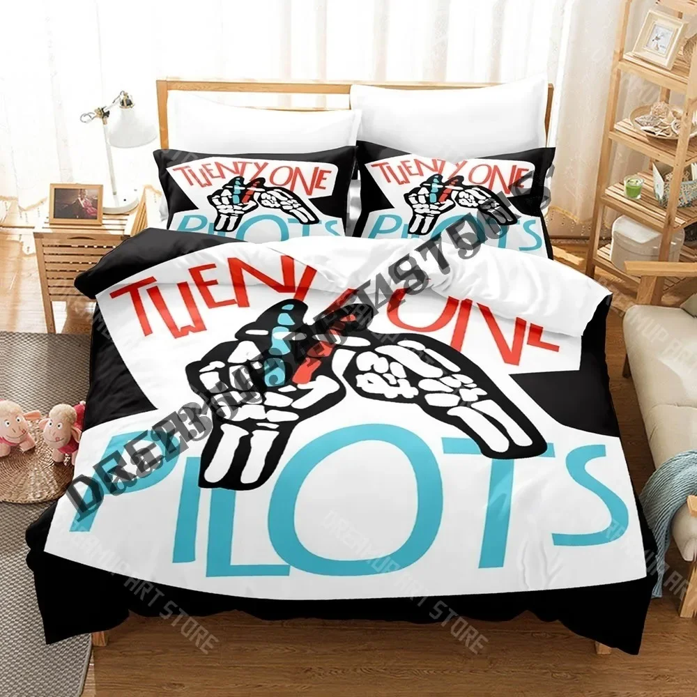 Set di Biancheria da Letto 3D Print Twenty One Pilots, Set Letto Singolo, Matrimoniale, Queen, King Size, Set Copripiumino per Camera da Letto per Adulti, Uomini e Donne - immagine 2