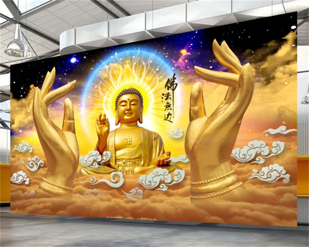 Custom Wallpaper Buddha Dharma Boundless Great Sun Tathagata Gold Buddha  Hand Stereoscopic 3d Hd Background Wall Mural Behang - Wallpapers -  AliExpress