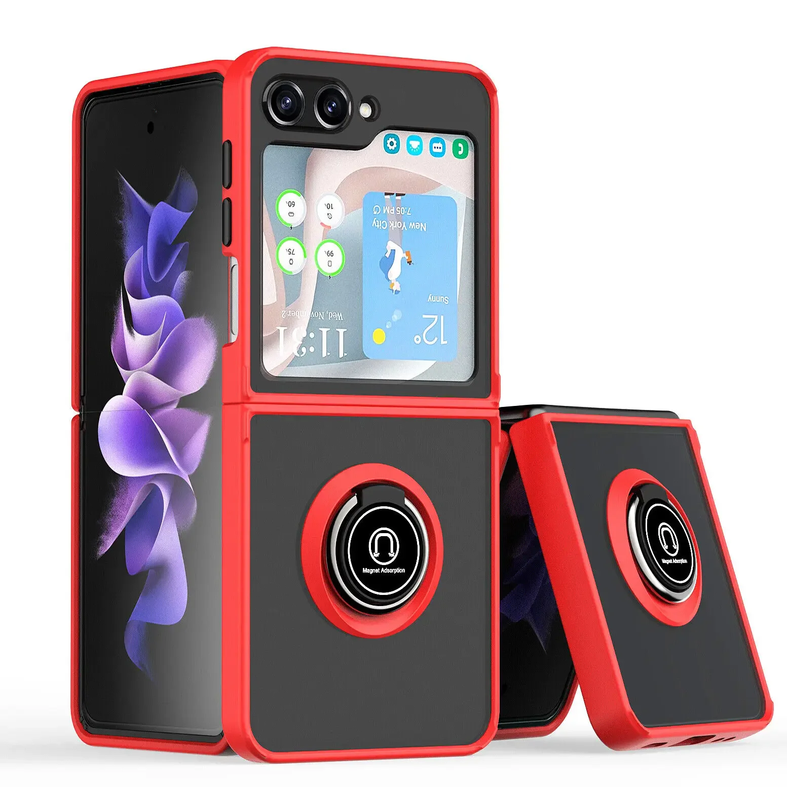 Shockproof Matte Phone Case With Ring Stand For Samsung Galaxy Z Flip_voghion.com