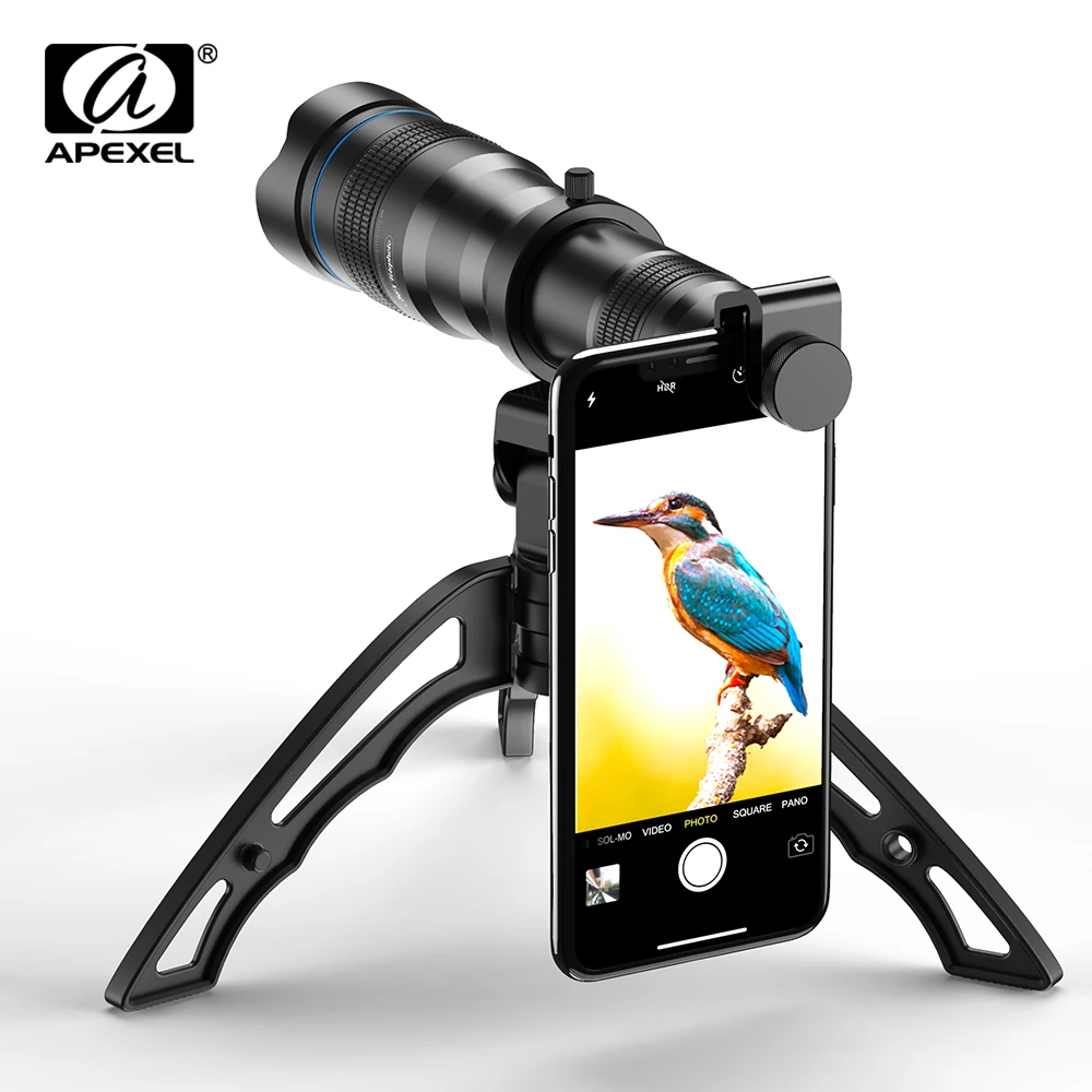 APEXEL Optional HD 36X metal telescope telephoto lens monocular mobile lens+ selfie tripod for Samsung Huawei all Smartphones