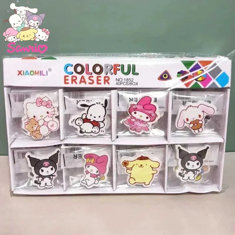 

Sanrio 40pcs Eraser Kuromi Melody Hello Kitty Cinnamoroll Kawaii Student Stationery Eraser New School Children's Rubber Supplies