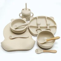 11pcs Children's Tableware Set Baby Silicone Bowl Set Baby Complementary Bowl Food Grade Silicone Fork Spoon Bowl 1