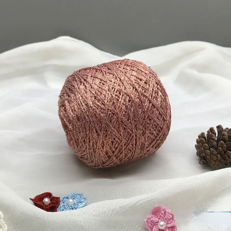 50g New Selling Pure Silk Glitter Yarn Gold Silver Hollow Thread DIY Hyunya Bag Bear Crochet Doll Knitting Yarn Hand Woven Gift 5