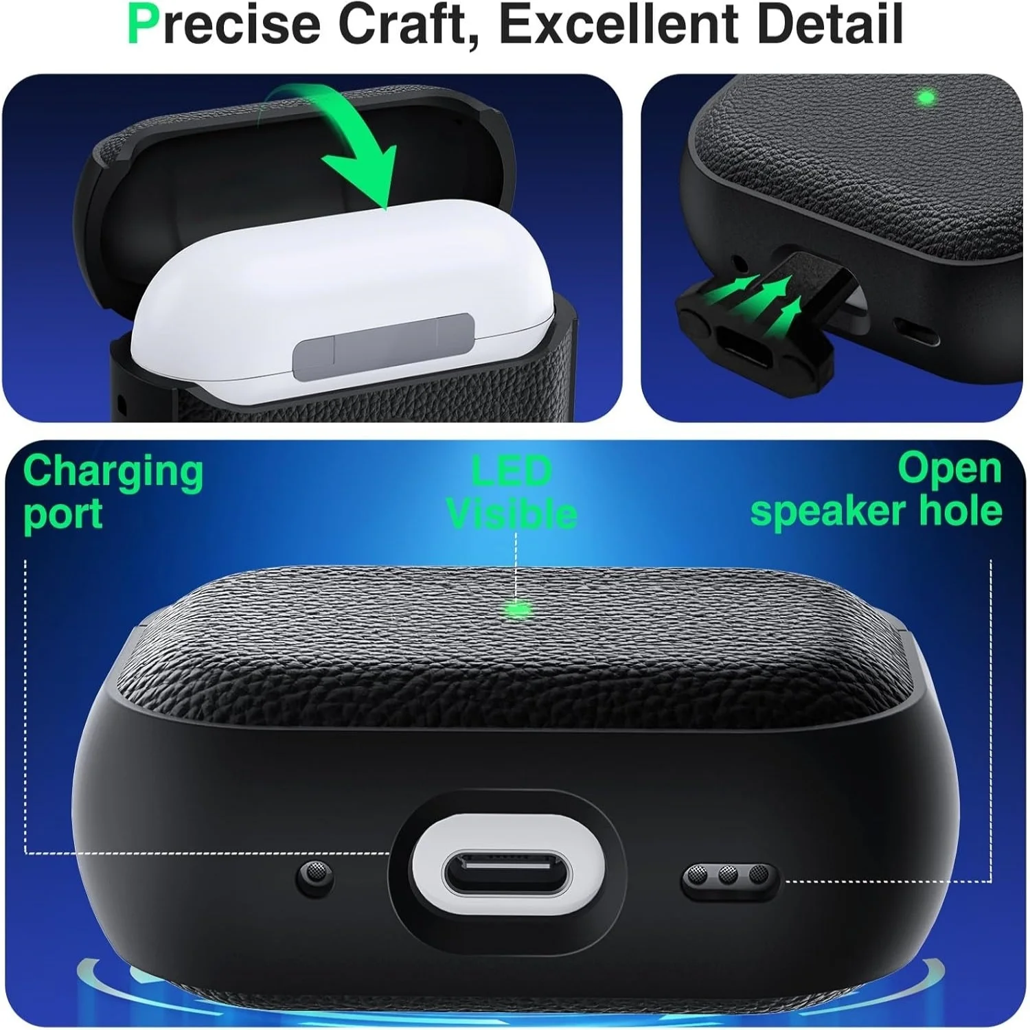 Protective Case for AirPods Pro 3 2025 Leather-Texture TPU Shockproof Cover with Keychain for AirPods Pro3 Gen Cover Sleeve