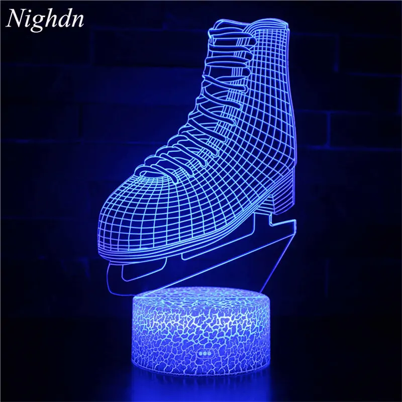 

Ice Skating 3D Illusion Night LAMP for Girl Teen Room Birthday Present for Sport Fans Ideal for Night Light Bedroom Desk Decor