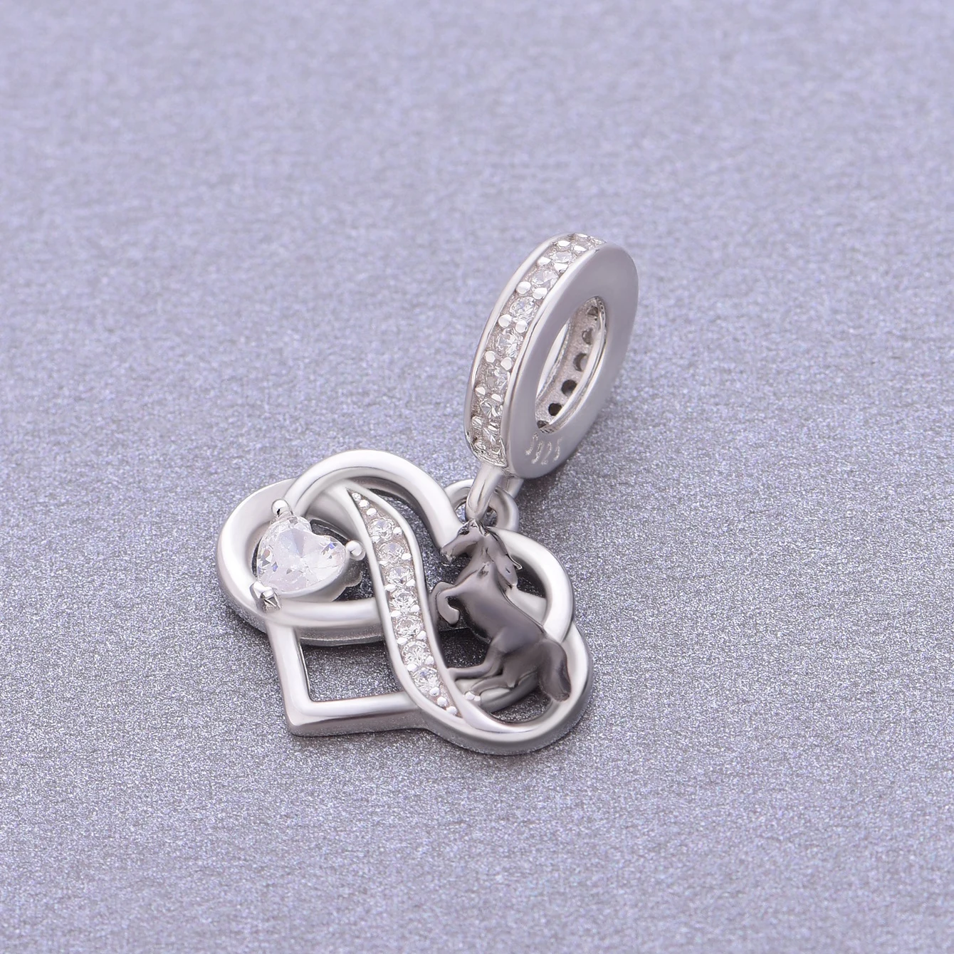 FC Jewelry Fit Original Charm Bracelet  925 Sterling Silver Infintiy Heart Black Horse Bead For Making Mother's Day Berloque DIY 4