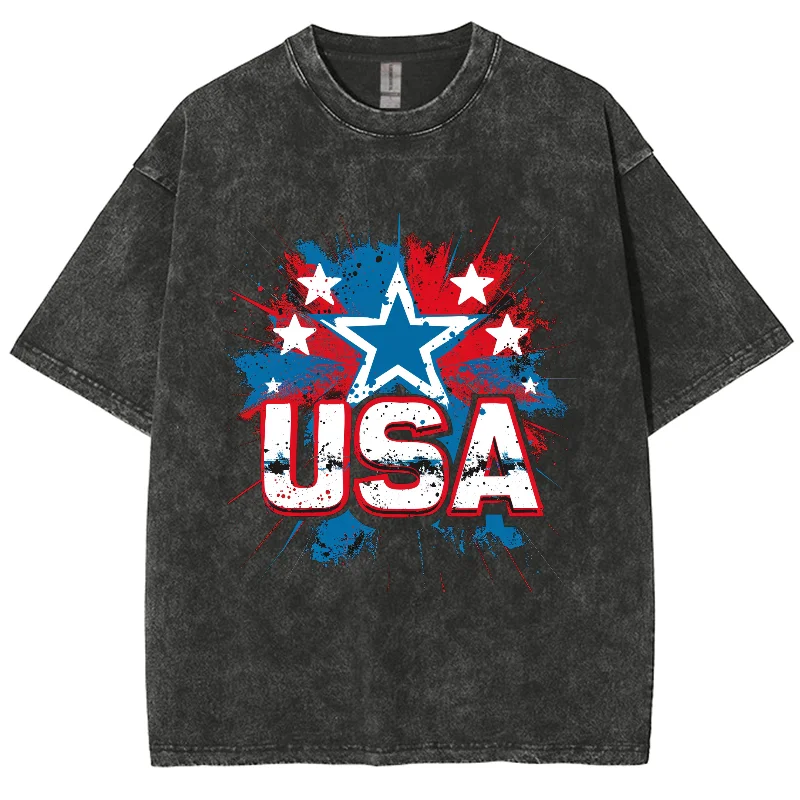 

Модная промытая футболка Y2K, американский флаг США, уличная одежда в стиле оверсайз 15 цветов, винтажные Промытые короткие футболки для мужчин и женщин, топы