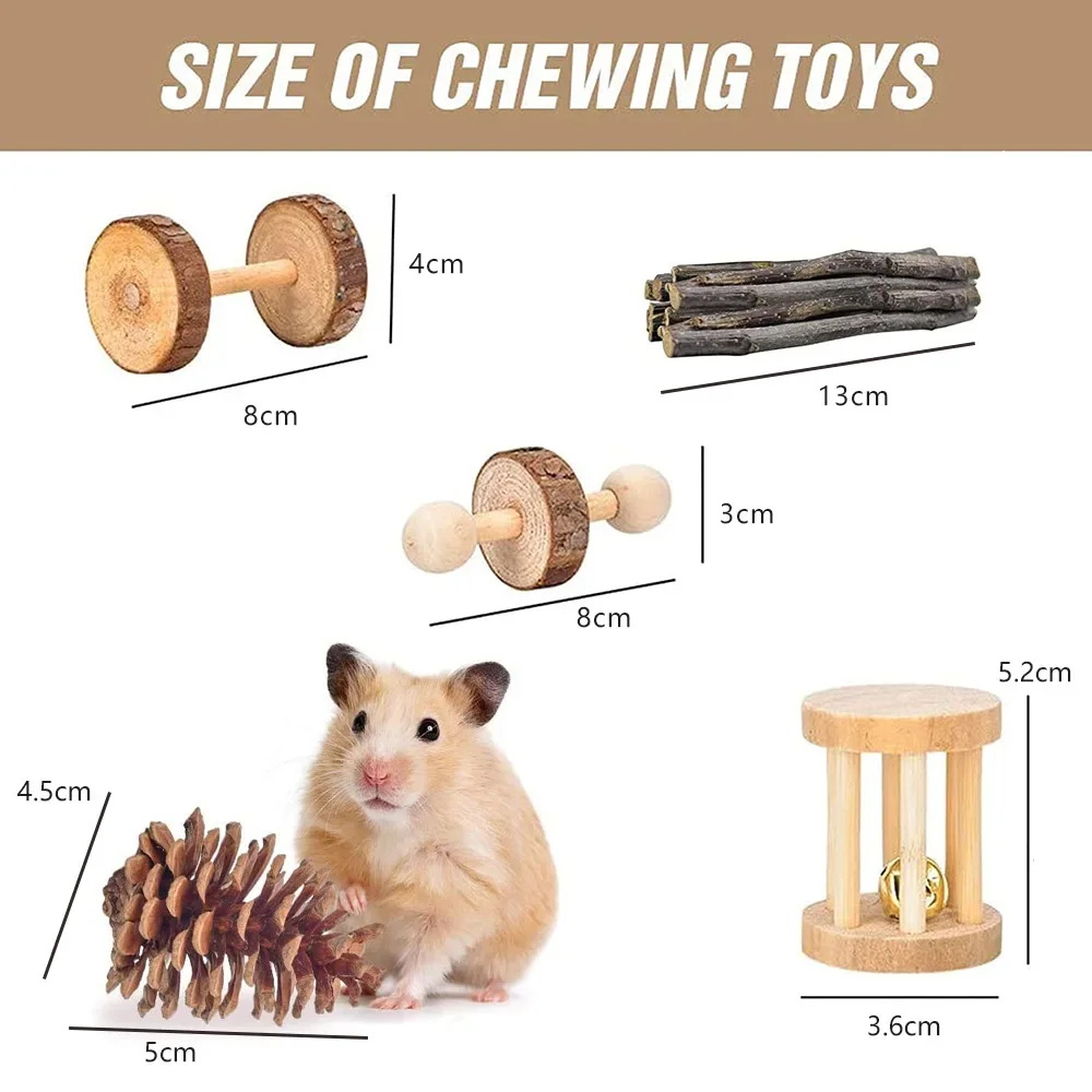 Wooden Small Pet Toy Set – For Hamsters, Rabbits, Guinea Pigs, Parrots & Rats 5