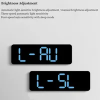 9 Inch Large Digital Wall Clock USB Powered TEMP Humidity Week Auto Dimmer DST Table Clock 12/24H Electronic LED Alarm Clock 4