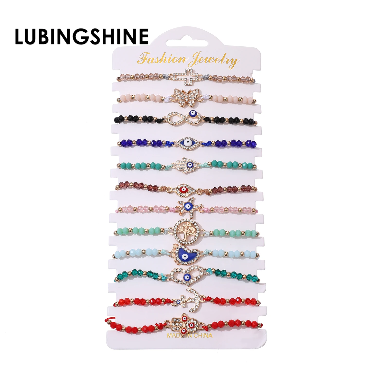 

Luxurious Cubic Zircon Shiny Bracelet 12pcs/set Handmade Heart Animals Bracelets for Women Girl Charms Wedding Accessories