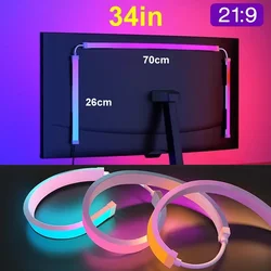 Enhanced RGB LED Backlight Strip for PC Displays - Create Dynamic Atmospheres for Gaming and Decor (For 34 inch monitor)