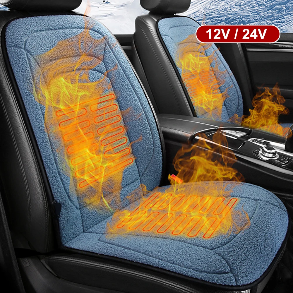 

12V Heated Car Seat Cushion Cover Lamb Wool Car Cover Seat Warmer Winter Household Cushion Universal Car Accessories For Car