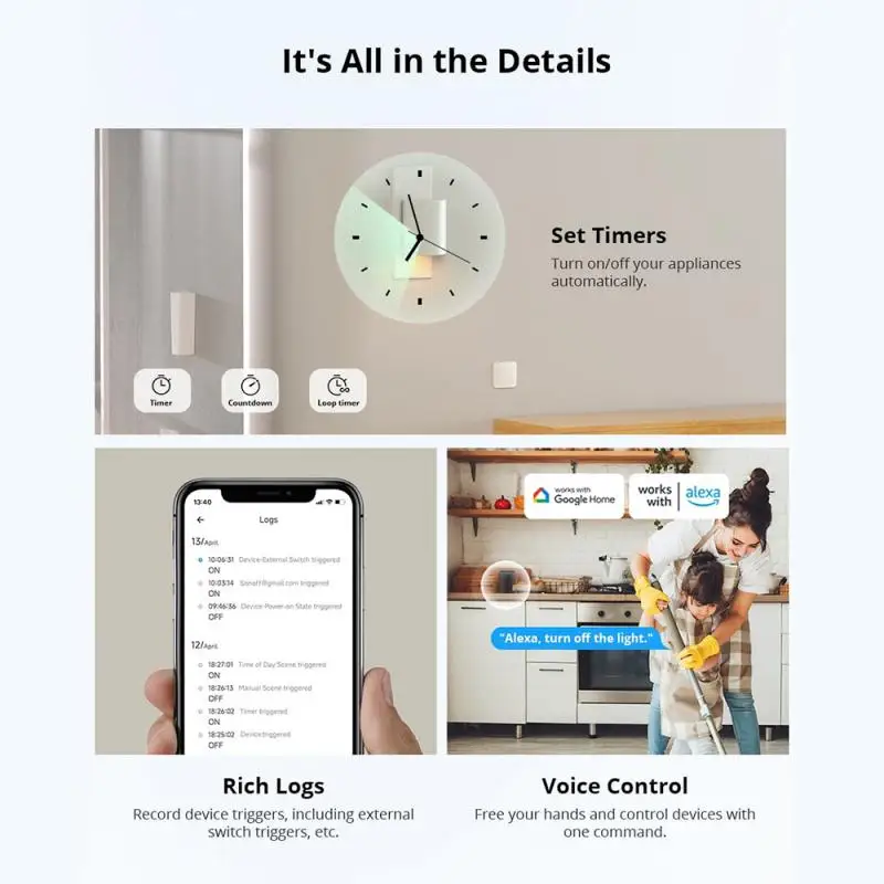 SONOFF MINIR4M Matter 미니 WiFi 스마트 스위치 분리형 릴레이 씬 브레이커 eWeLink 음성 제어 Alexa Google Home Smartthings