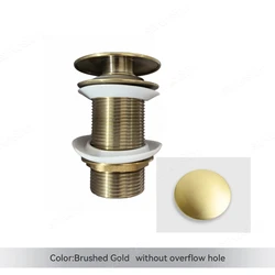 Brass Pop - Up Drain Stopper for Bathroom Sink, Available with or without Overflow (Brushed Gold - B)