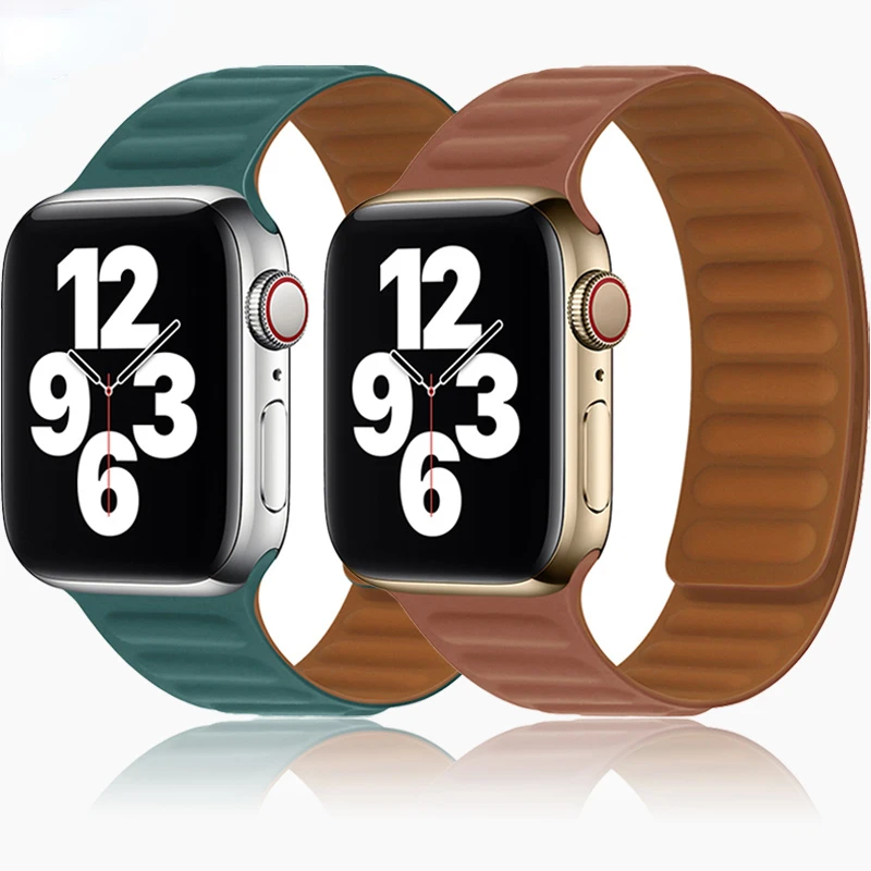 

Leather Link Magnetic Loop For Apple Watch Band 49mm 45mm 44mm 42mm 40mm 41mm 38mm bracelet iWatch Series 8 Ultra 7 6 SE Correa