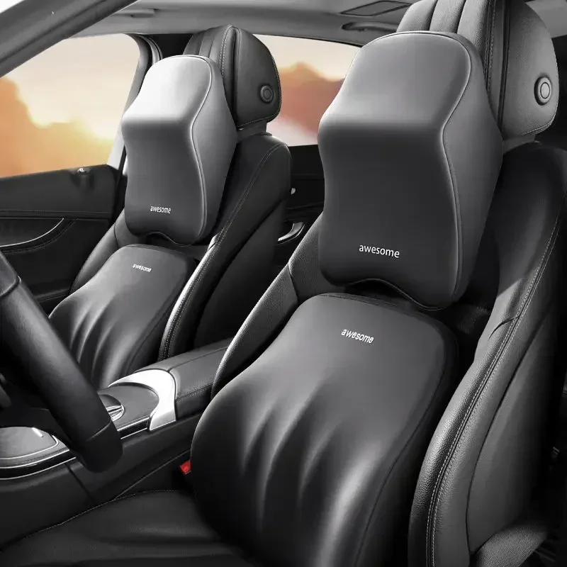 Car Pillow Car Lumbar Back Support Headrest Neck Pillow Memory Foam Lumbar Pillow Soft Neck Pillows Cushion Car Seat Cushion