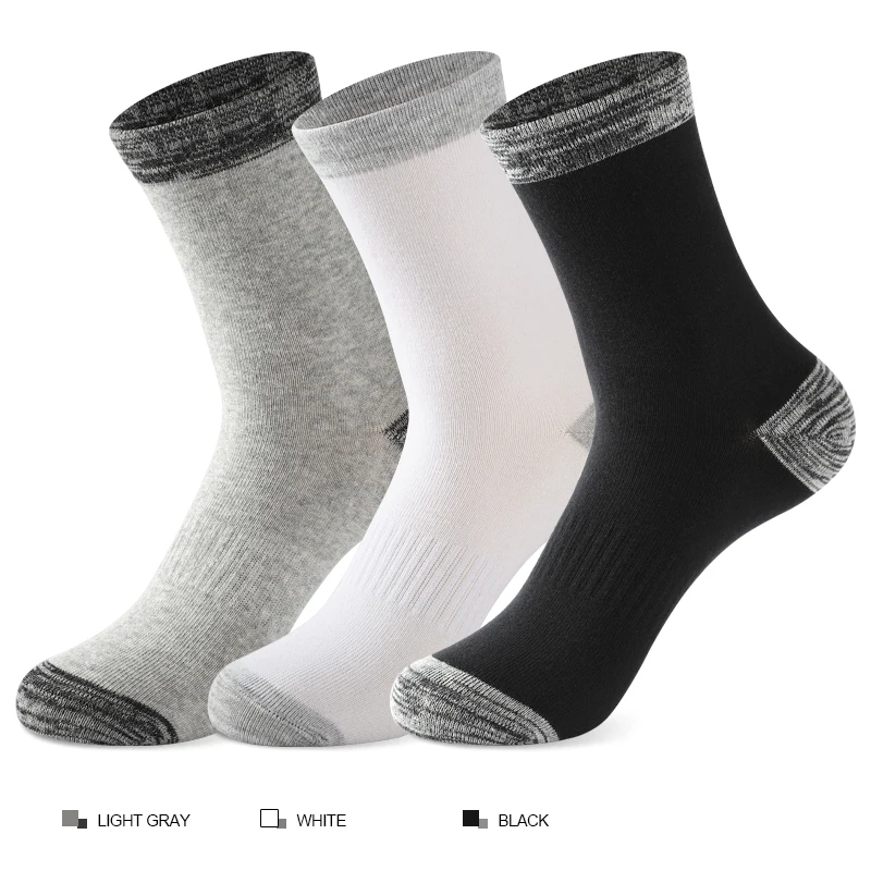 Calcetines de algodón de alta calidad para hombre, medias deportivas informales, color negro, Blanco cálido, talla grande 38-45, 5 pares por lote