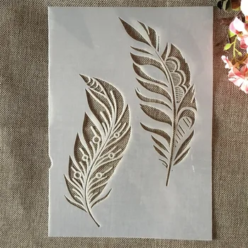 A4 Two Feather Stencil 1