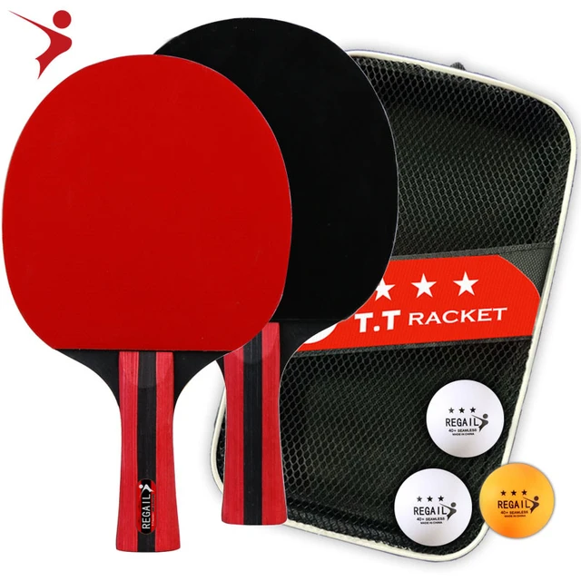 Regail 3Star Table Tennis Rackets With Balls Professional Rubber