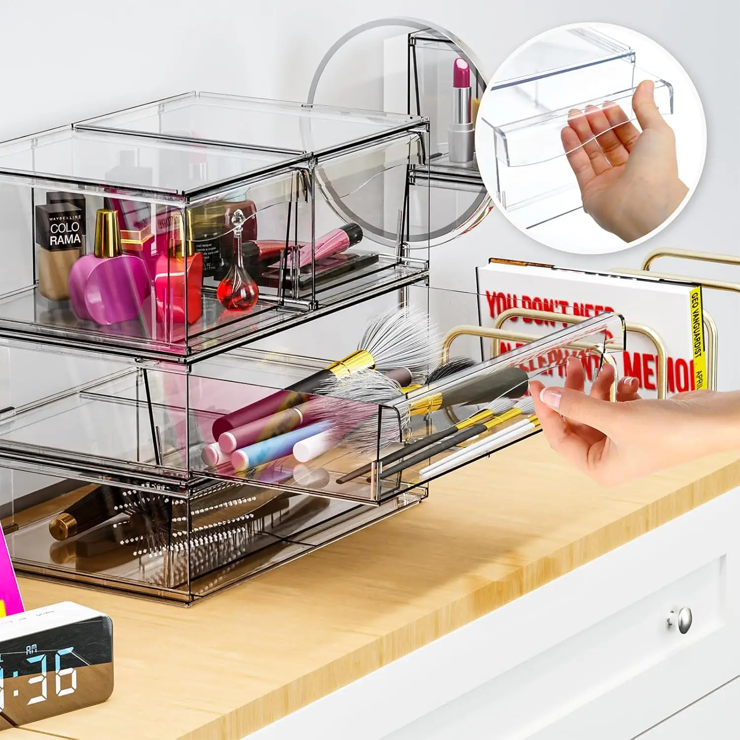6 Pack Acrylic Drawer Organizer and Make Up Organizers and Storage 3