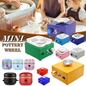 Mini Electric Pottery Wheel Machine Adult Children Ceramic Art Machine with  Tray Speed Adjustable Trimming Tools