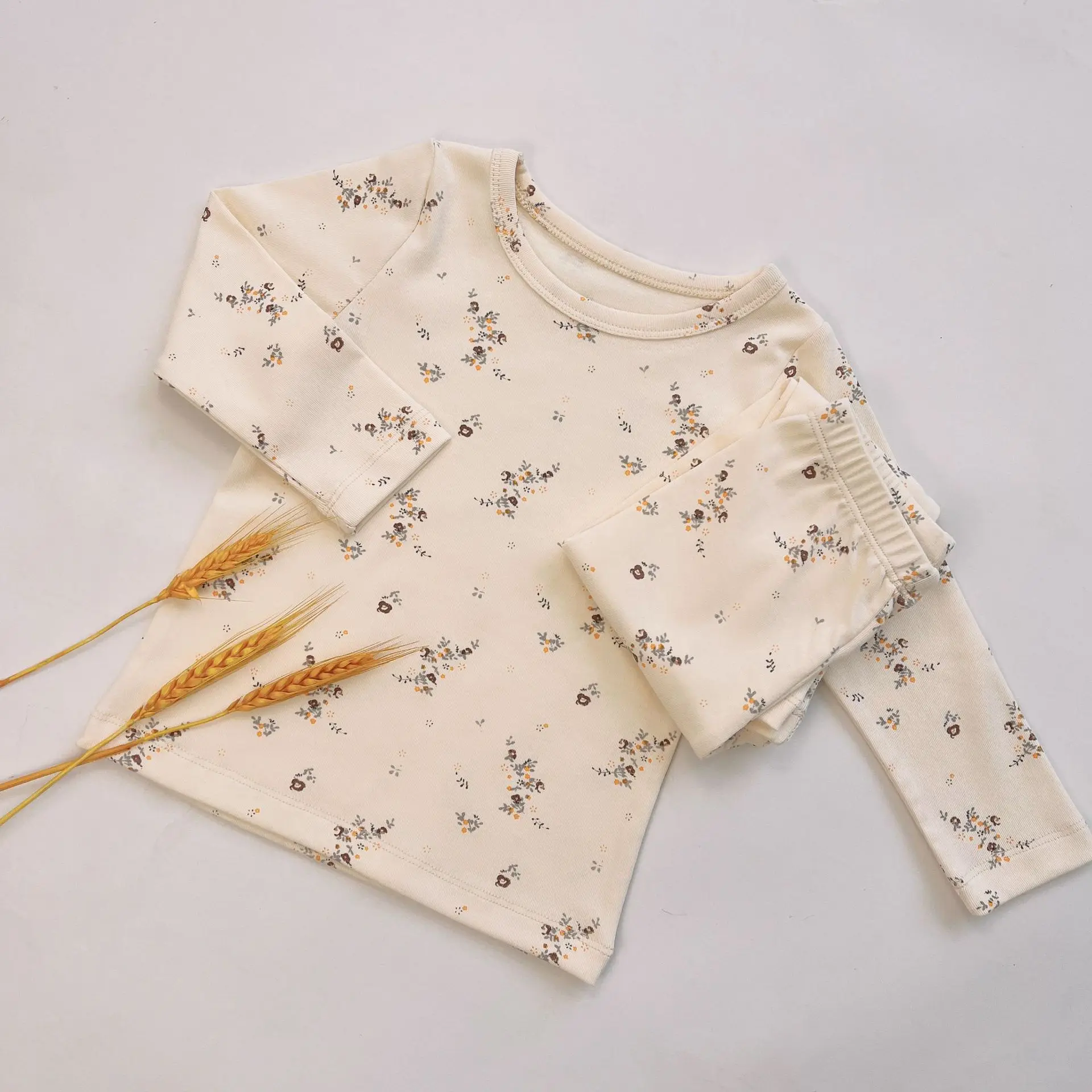 Baby Pajamas Casual Home Clothes Children's Clothing Cherry Lemon Flowers Pajama Baby Infant Autumn Spring Winter