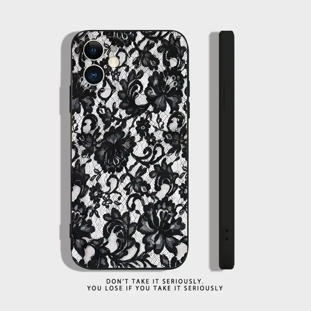 Elegant Black Lace Print Phone Case Cover
