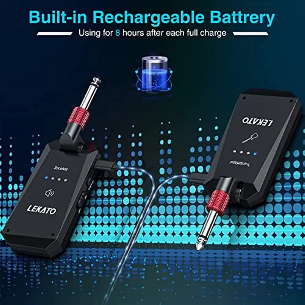 Lekato Wp-5G 무선 오디오 시스템 24비트/48Khz Hd - 스튜디오 기타/베이스/키보드 녹음용 무소음 전송