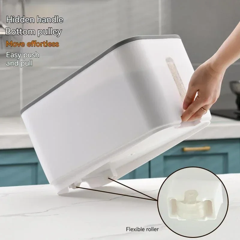 

Organizer Box Rice Grains Container Moisture-proof Kitchen Storage Bucket Proof Built-in Push-pull Repellent Food Insect