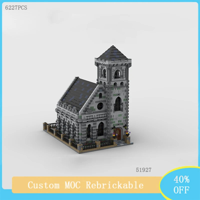 

Creative Street View Series MOC Ancient Building Old-Fashioned Church Building Block Model DIY Children's Toys Christmas Gift