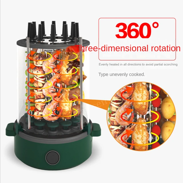 3 In 1 Electric BBQ Kebab Grill Machin Household Automatic Rotating Skewers  Machine Indoor Smokeless Barbecue Grill Oven - AliExpress