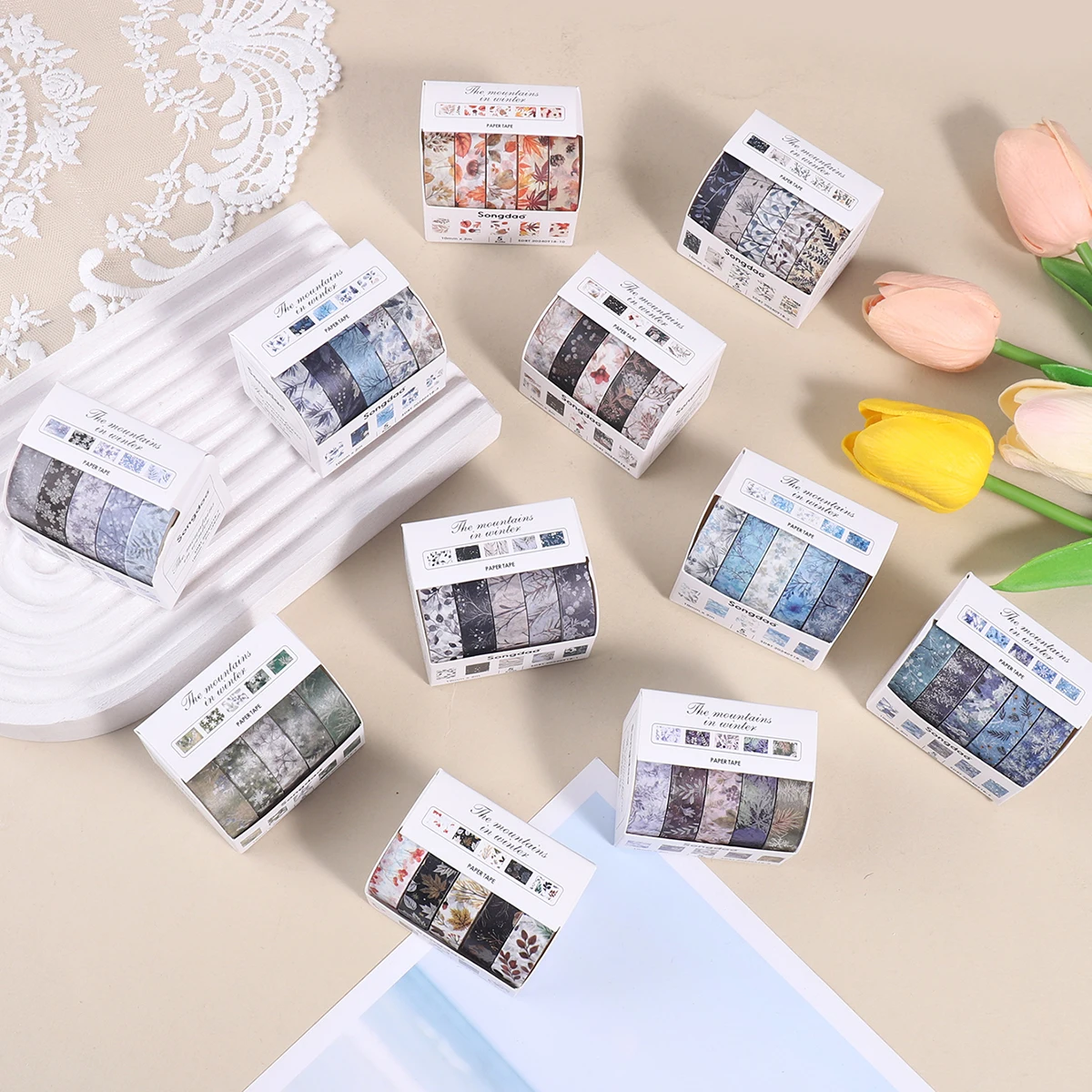 5롤/박스의 와시 테이프, 스크랩북 및 선물 포장에 적합합니다.