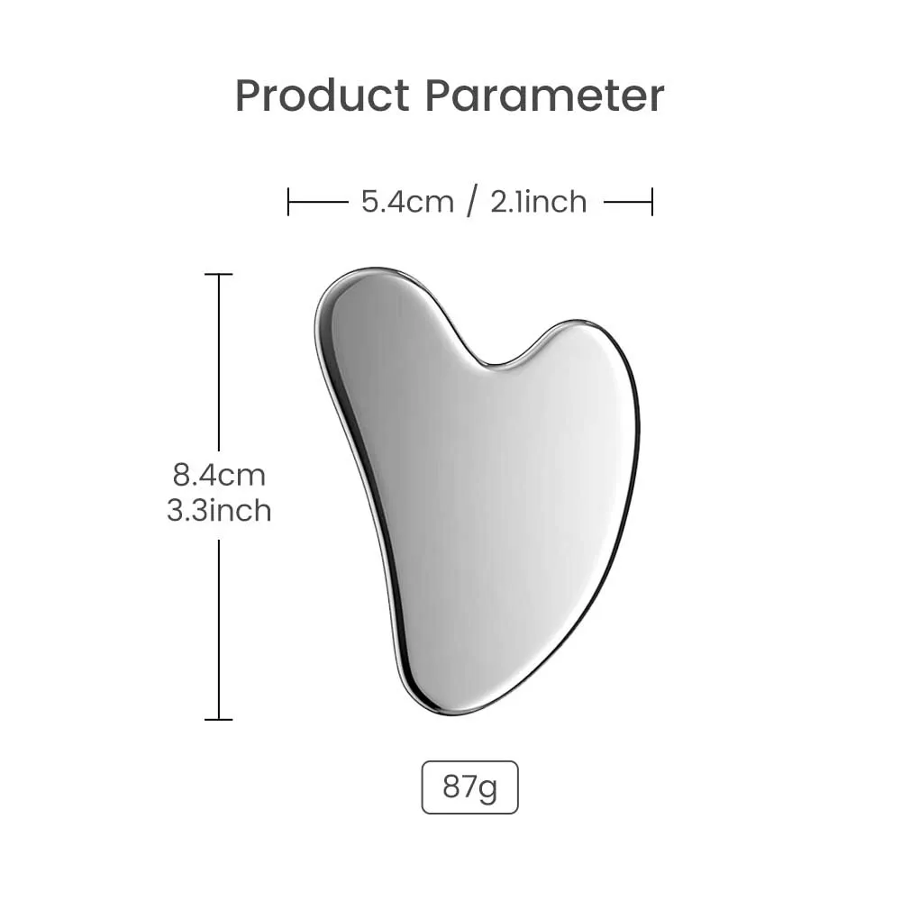 Stainless Steel Scraper Facial Massage Gua Sha Tool Face Lift Anti-Aging Skin Tightening Cooling Metal Contour Reduce Puffiness