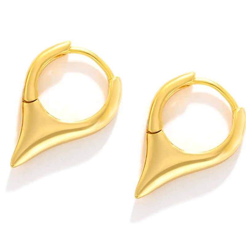 24K Gold Color Smooth Geometric Hoop Earrings for Women Irregular Huggies Jewelry Gift Pulseras Mujer