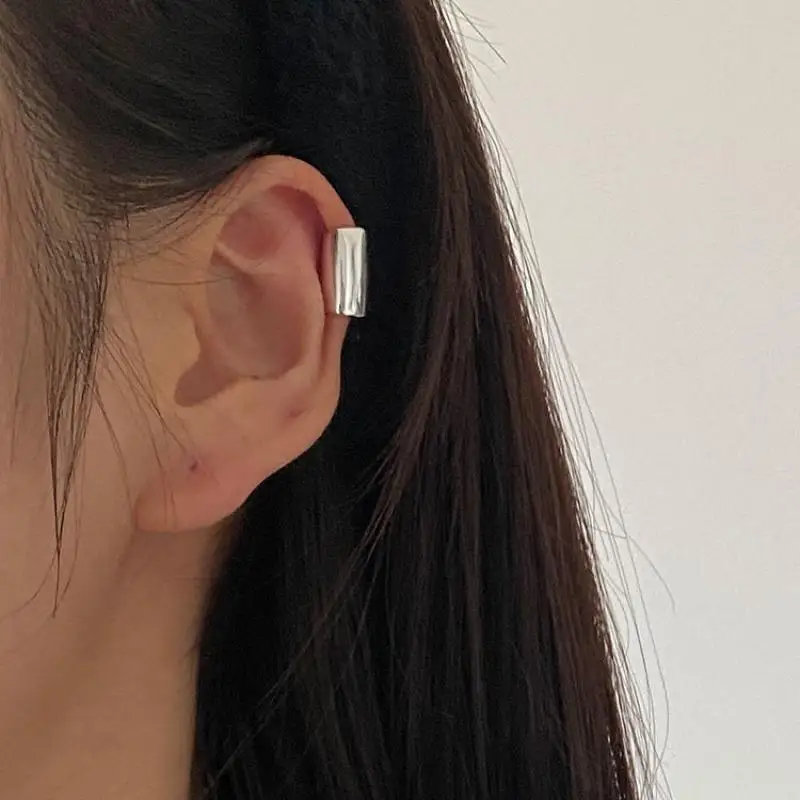 Gothic Metal Long Tube Clip Earrings for Women No Perforation Geometric Ear Cuffs Jewelry clip earrings