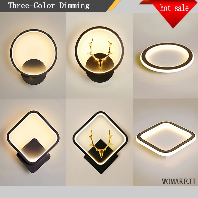 decorative wall lights Hot Sale LED Wall Light Bedside Corridor Lamp Modern Minimalist Interior Home Decoration Black White 15W Ring Square Wall Light sconce light