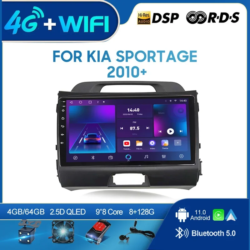 

QSZN For KIA SPORTAGE 2010 + LHD 2 din Android 12.0 Car Radio Multimedia Video Player GPS Navigation 4G Carplay Head unit
